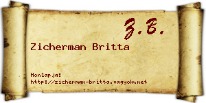 Zicherman Britta névjegykártya